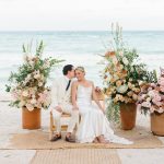 Elegant couple portrait in a luxury wedding venue in Riviera Maya, photographed by Antonio Ojeda.