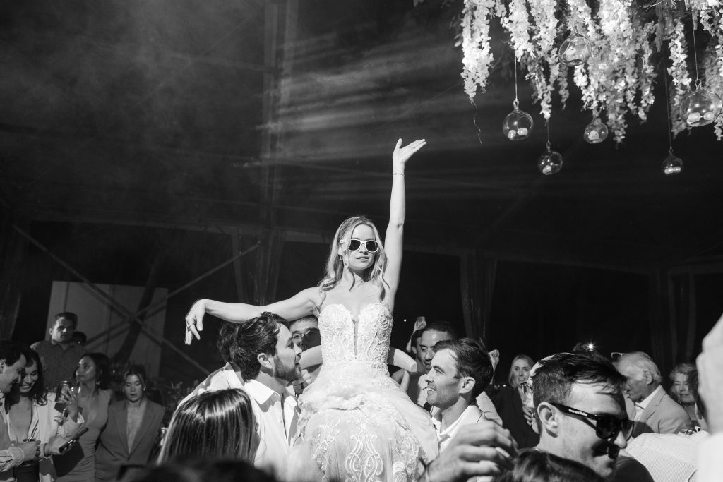 Bride walking down the sandy aisle at Saasil Kantenah beach wedding Playa del Carmen