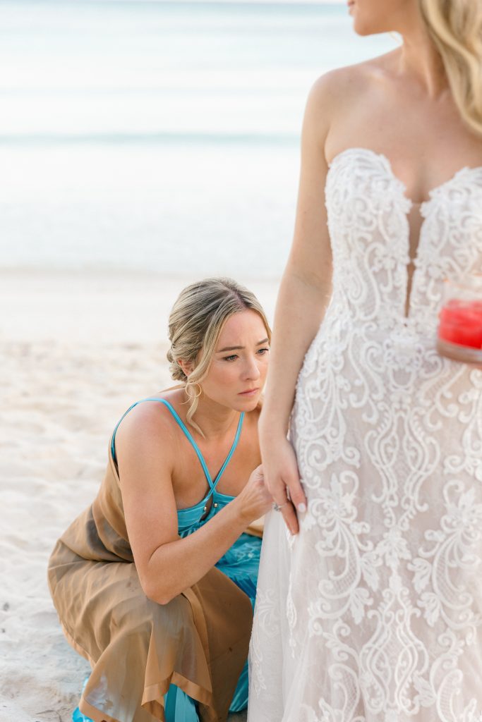 Intimate beach wedding sunset portraits Kantenah Riviera Maya Mexico