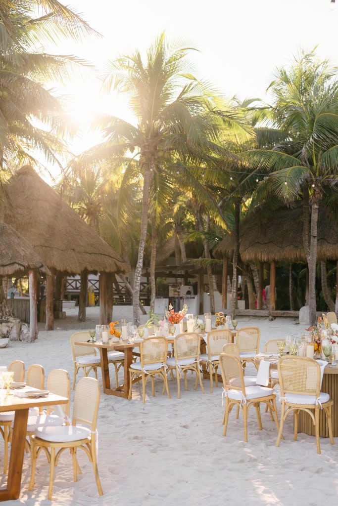 Elegant wedding details at Saasil Kantenah, Tulum, showcasing the beauty of a luxury destination wedding in Mexico.