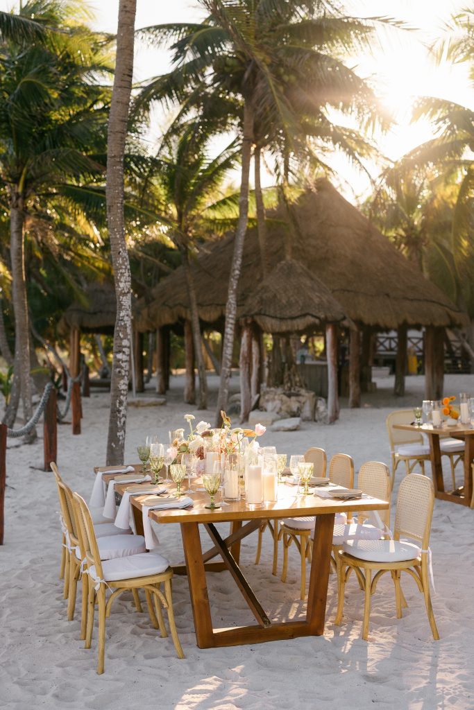 Elegant wedding details at Saasil Kantenah, Tulum, showcasing the beauty of a luxury destination wedding in Mexico.