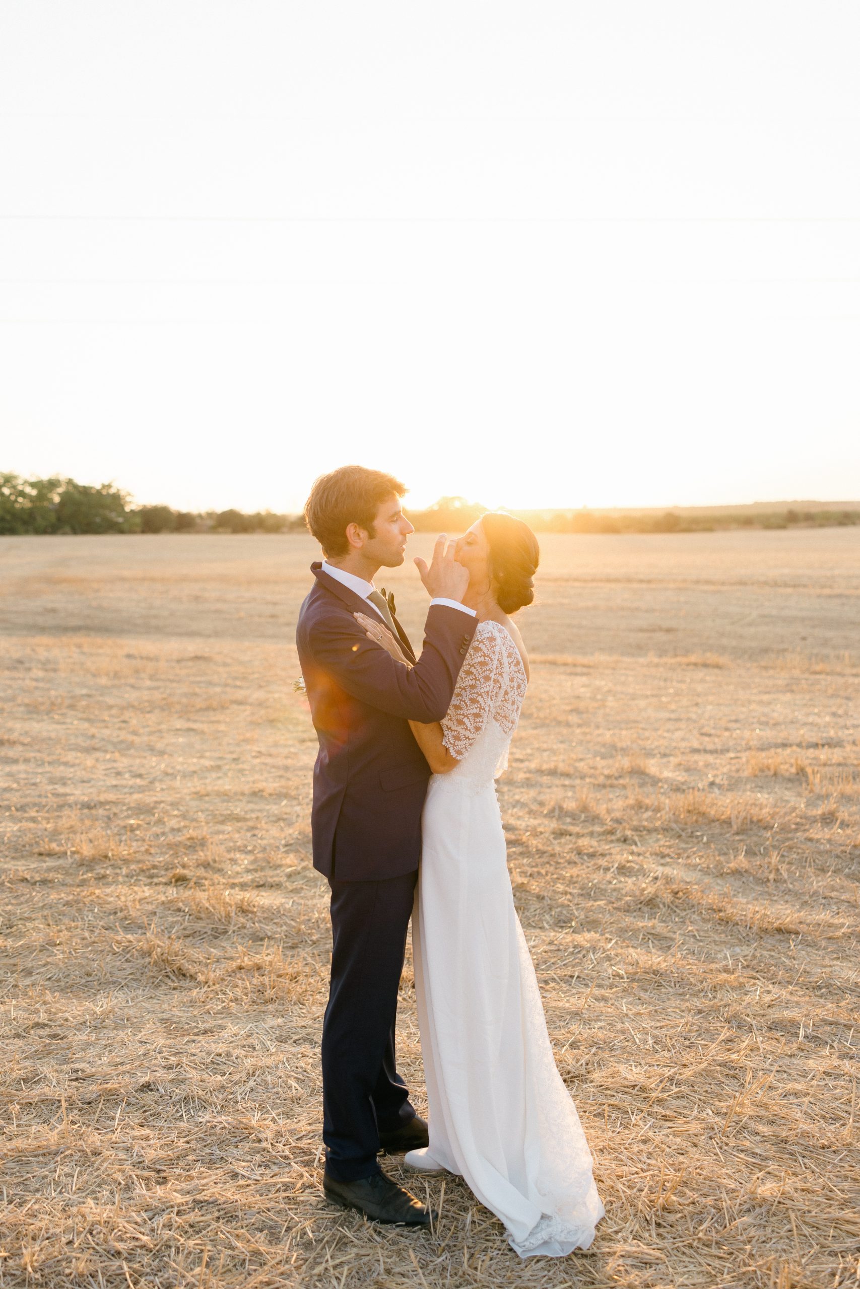 Retrato de pareja al atardecer en Hacienda Los Ángeles.