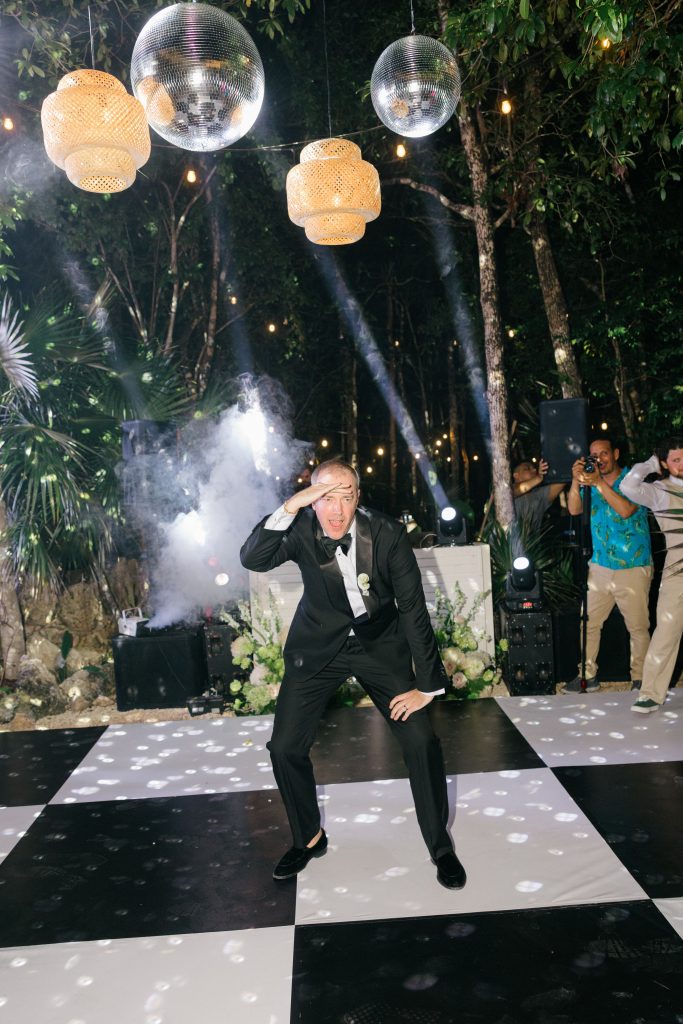 Night photography at Kima Tulum, fairy lights and candlelight reception