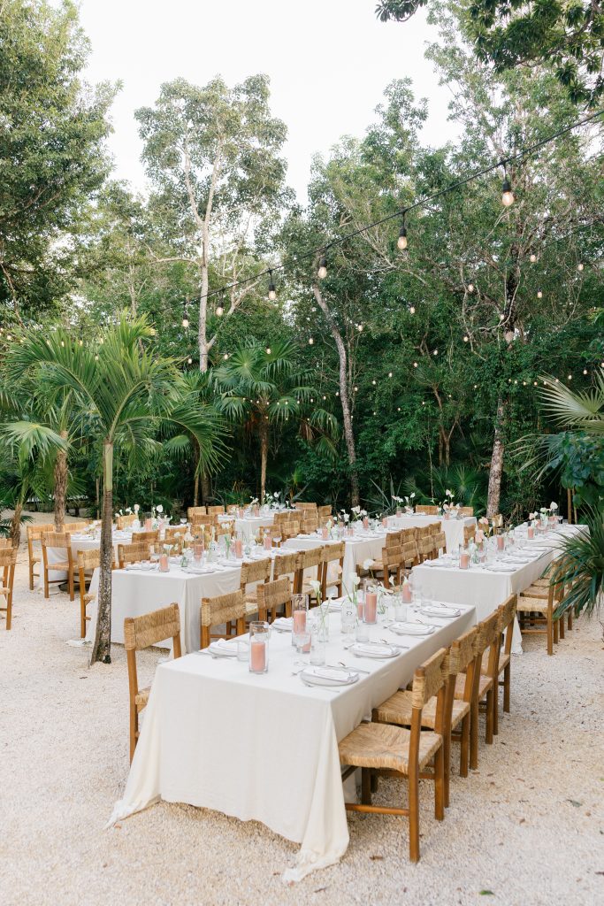 Flower girl at Kima Tulum ceremony, walking down the aisle in the jungle
