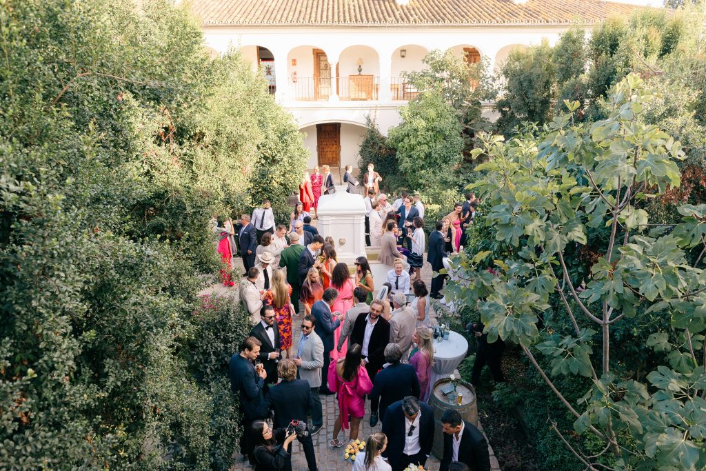Wedding cocktail hour at Finca Monasterio