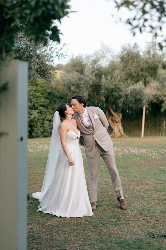 Wedding couple portrait at Finca Monasterio gardens