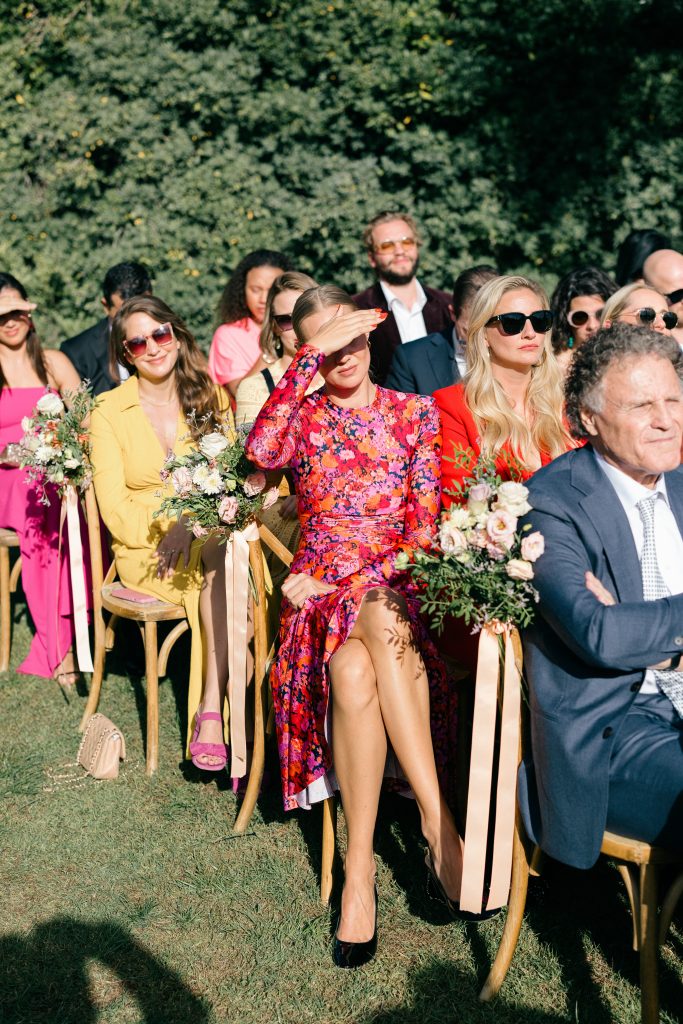 Wedding guests at outdoor ceremony, Finca Monasterio