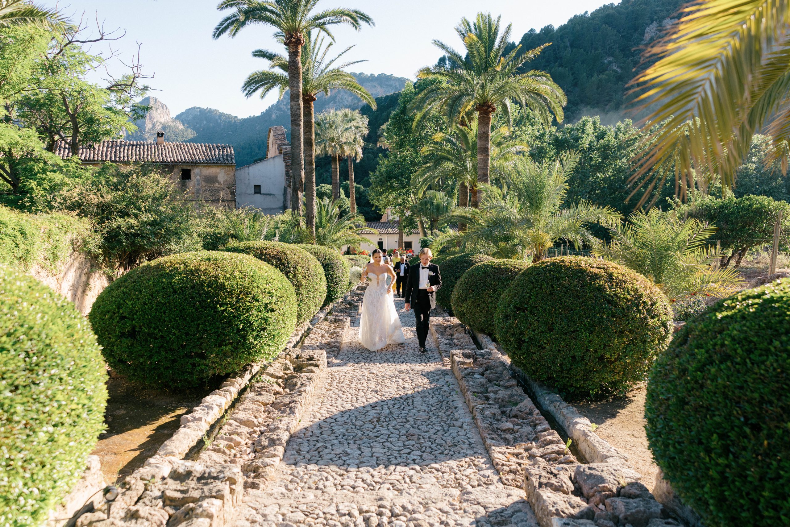 Couple portrait in the palmeral, Jardines de Alfabia Mallorca
