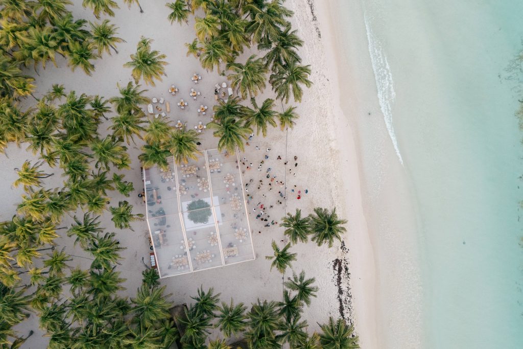 AERIAL PHOTOGRAPHY PLAYA MUJERES WEDDING VENUE